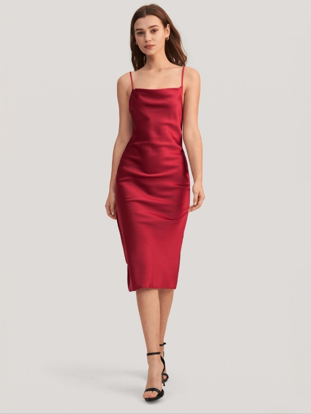 LilySIlk Elegant Alluring Cowl. Neck Silk Dress